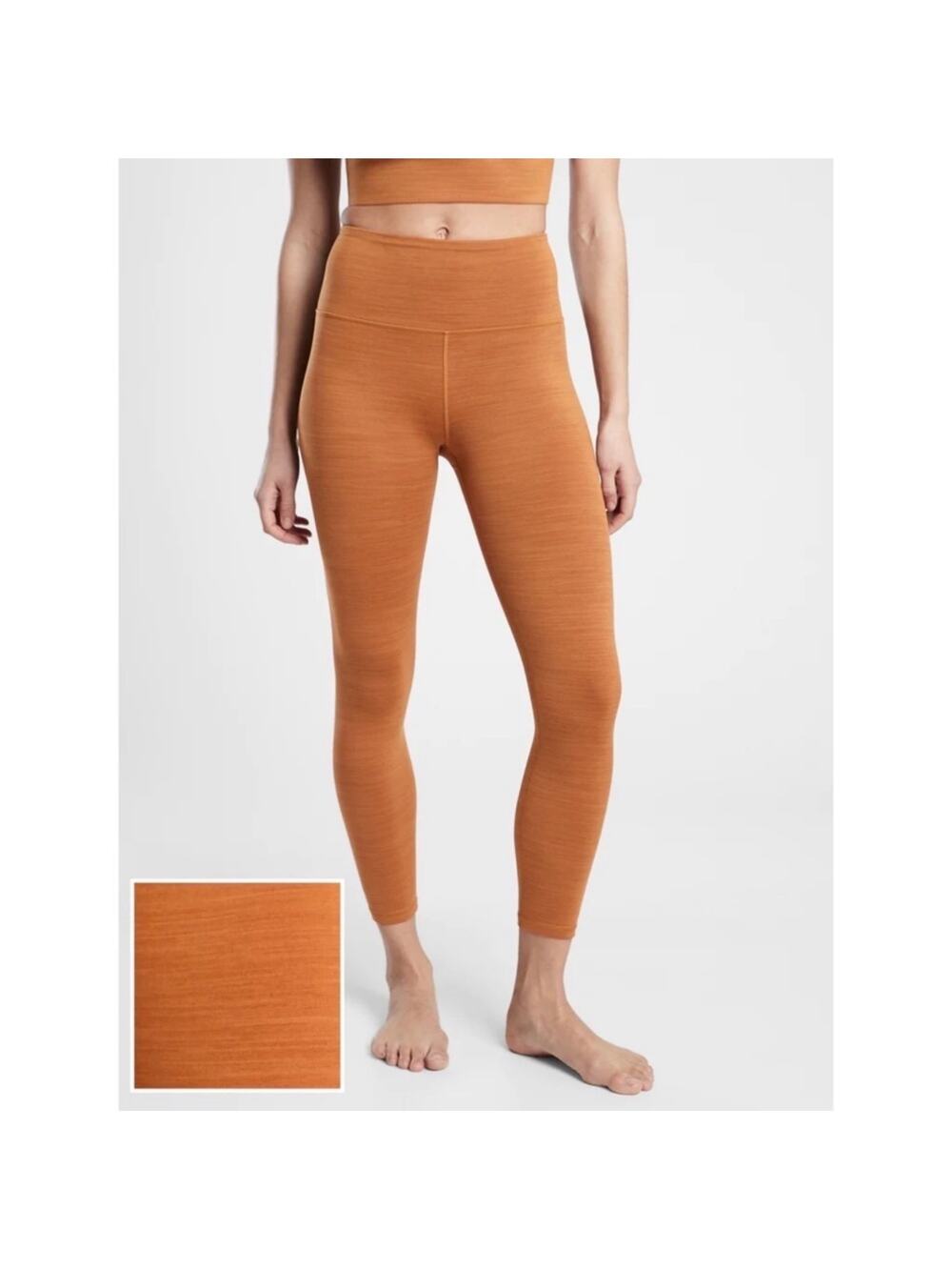 Athleta Leggings Womens Small Orange Elation Space Dye 7/8 Yoga Athletic Gym Run